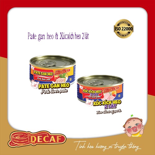Combo 2 hộp pate gan heo và xúc xích heo 2 lát Decaf 150gr