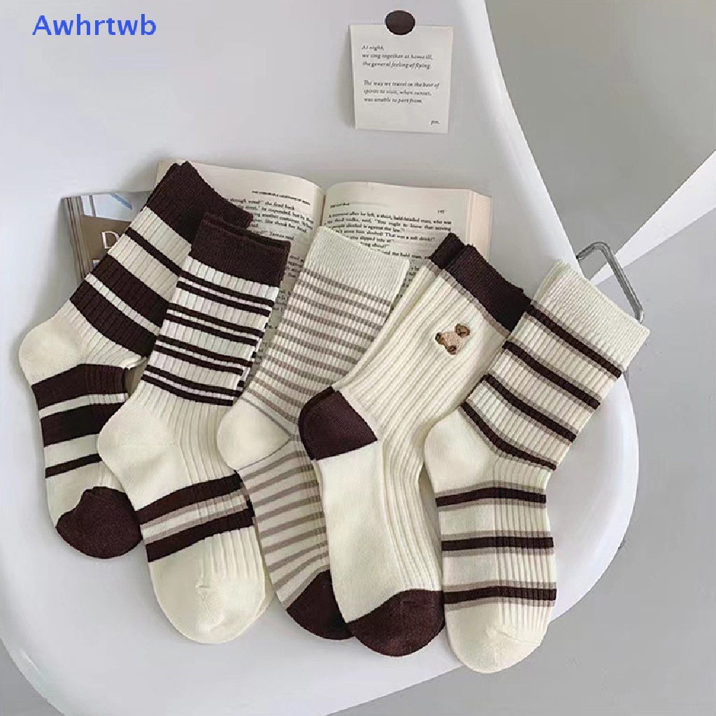 Vớ Dày Họa Tiết Hoạt Hình Kẻ Sọc Trắng Đen Thời Trang Thu Đông Cho Nữ Mới