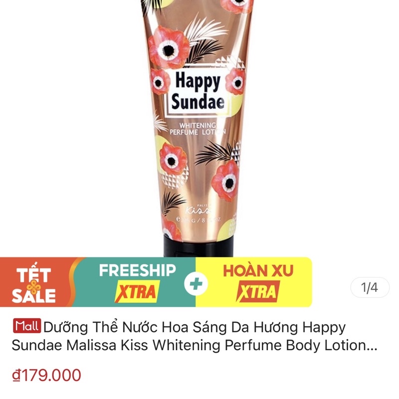 Sữa dưỡng thể toàn thân hương nước hoa Malissa Kiss Whitening Perfume Body Lotion