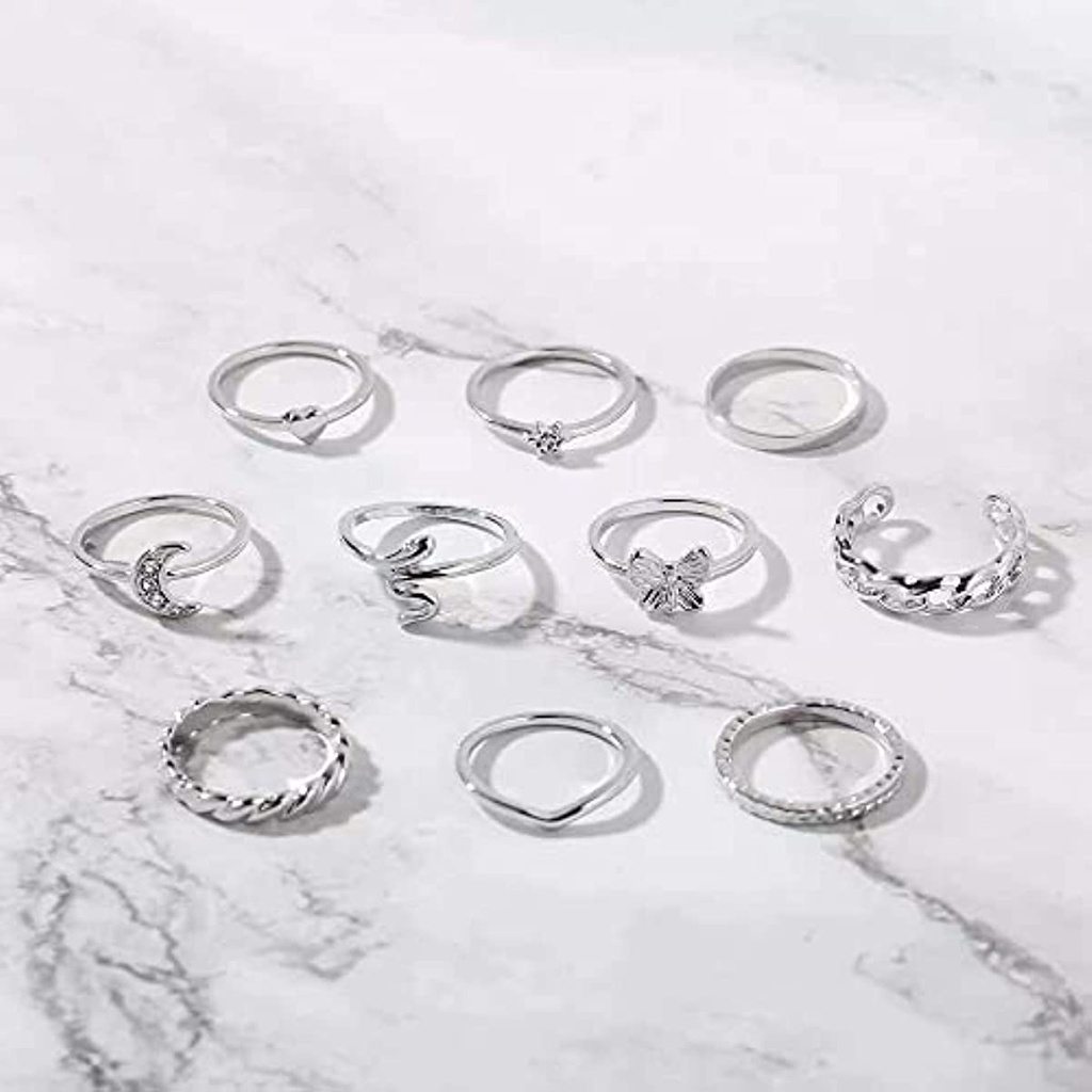 Set 10 Nhẫn Đeo Khớp Ngón Tay Phong Cách Vintage Thời Trang Cho Nữ