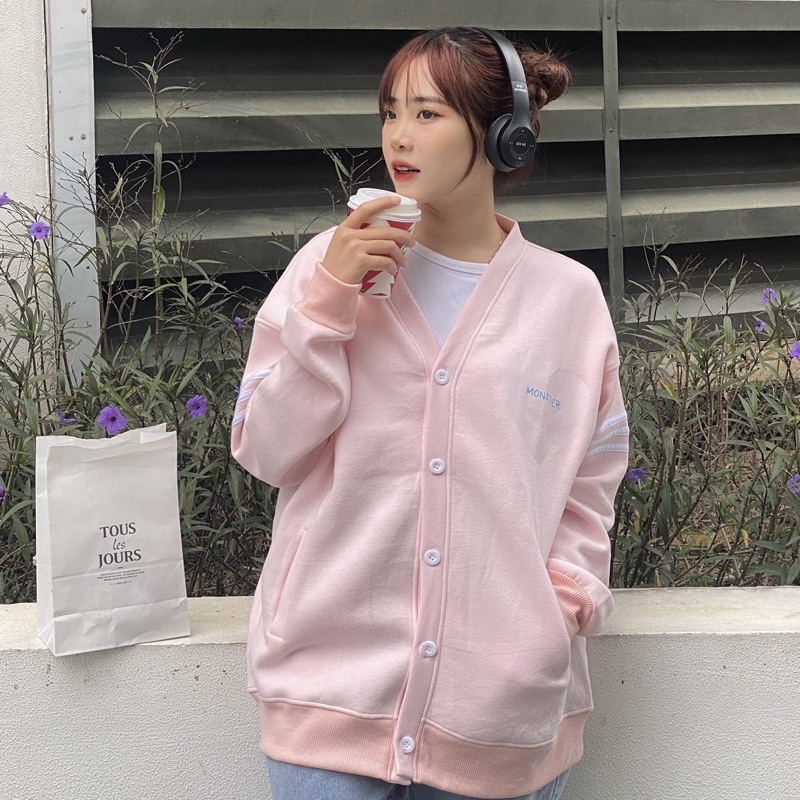 Áo Khoác Cardigan Hình In Trái Tim Dễ Thương - Monstier MoodLove Oversized Cardigan