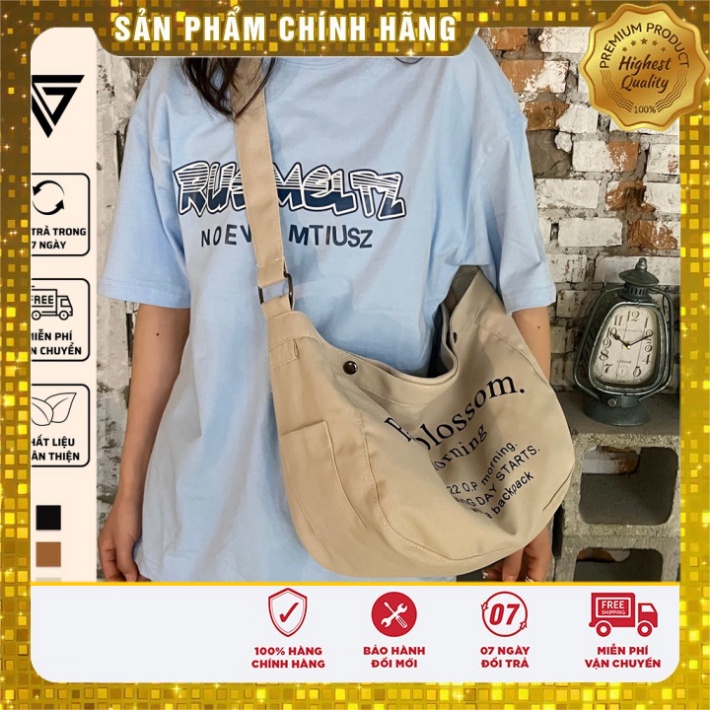 Túi đeo chéo nữ vải canvas, túi xách tay vai phong thái korea đi học, đi dạo thời trang