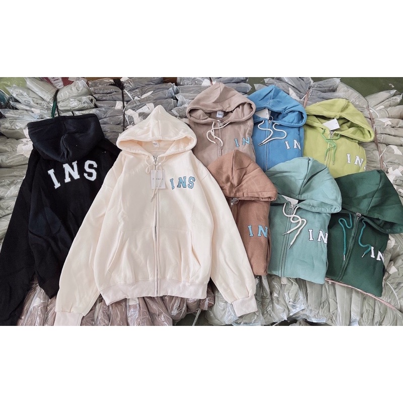 Áo khoác nỉ INS in 2 mặt mũ 2 lớp TH6