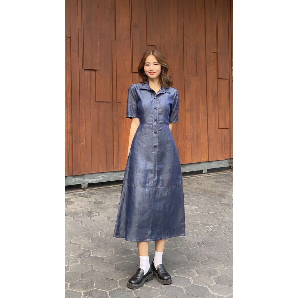 AfterBefore Đầm denim midi 2 màu