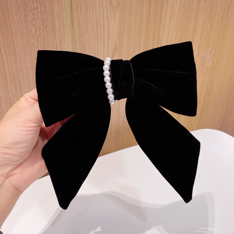 Kẹp Tóc Hình Nơ Lớn Đính Ngọc Trai Thời Trang Cho Nữ