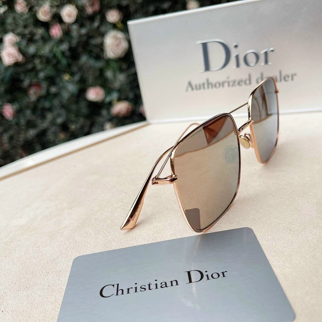 Kính mắt Tráng Gương thời trang nữ Dr  hồng và bạc form vuông chống nắng siêu sang