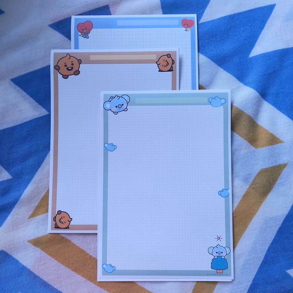 Set 30 giấy viết bài A5, giấy ghi chú dễ thương họa tiết BTS xinh xắn