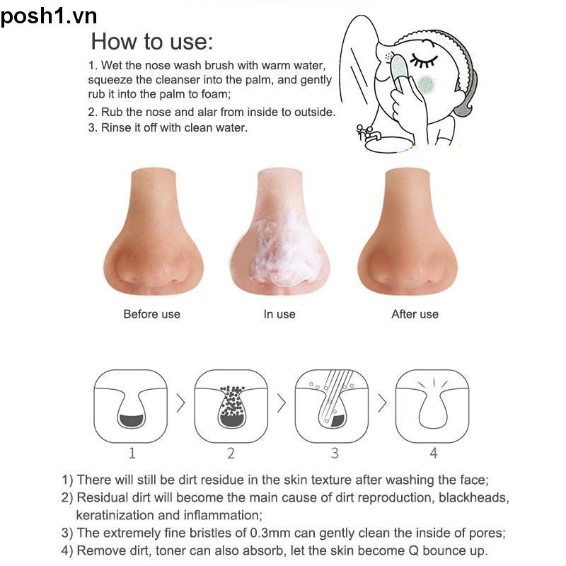 💌Bàn chải mũi silicon Rửa mặt Làm sạch lỗ chân lông Mụn đầu đen