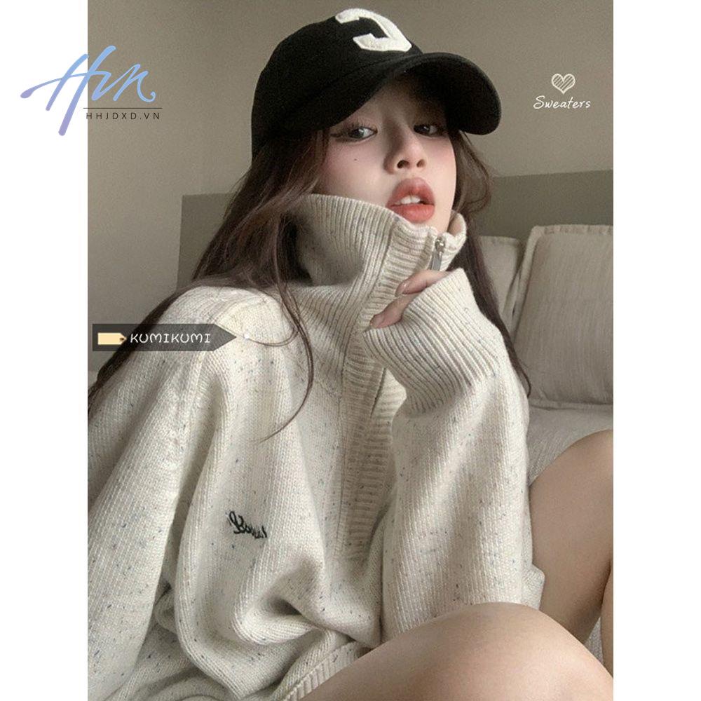 Áo Sweater Dệt Kim Dày Dặn Dáng Rộng Phong Cách Retro Thời Trang Thu Đông Mới