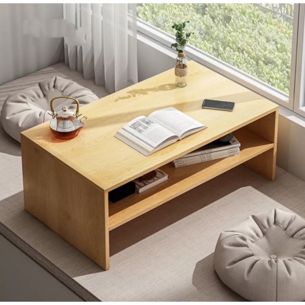 Bàn gỗ uống trà, bàn học, bàn làm việc ngồi bệt 1-2 tầng. D60 x R40 x C31cm. Gỗ MDF cao cấp. Lắp ráp dễ dàng