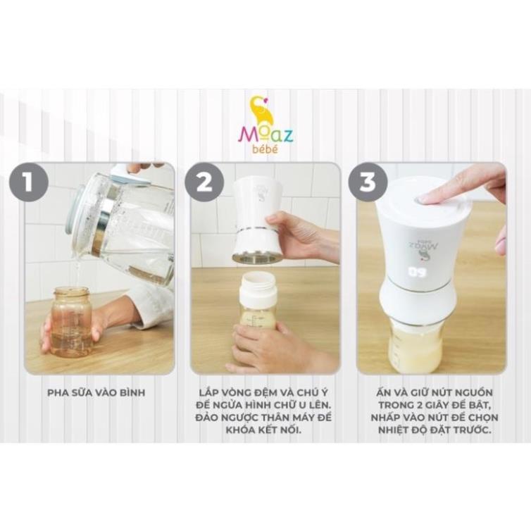 Máy hâm sữa di động cầm tay moaz bébé mb-041 tặng 4 cổ bình bảo hành chính hãng 10 tháng - Thúy Mai Medela