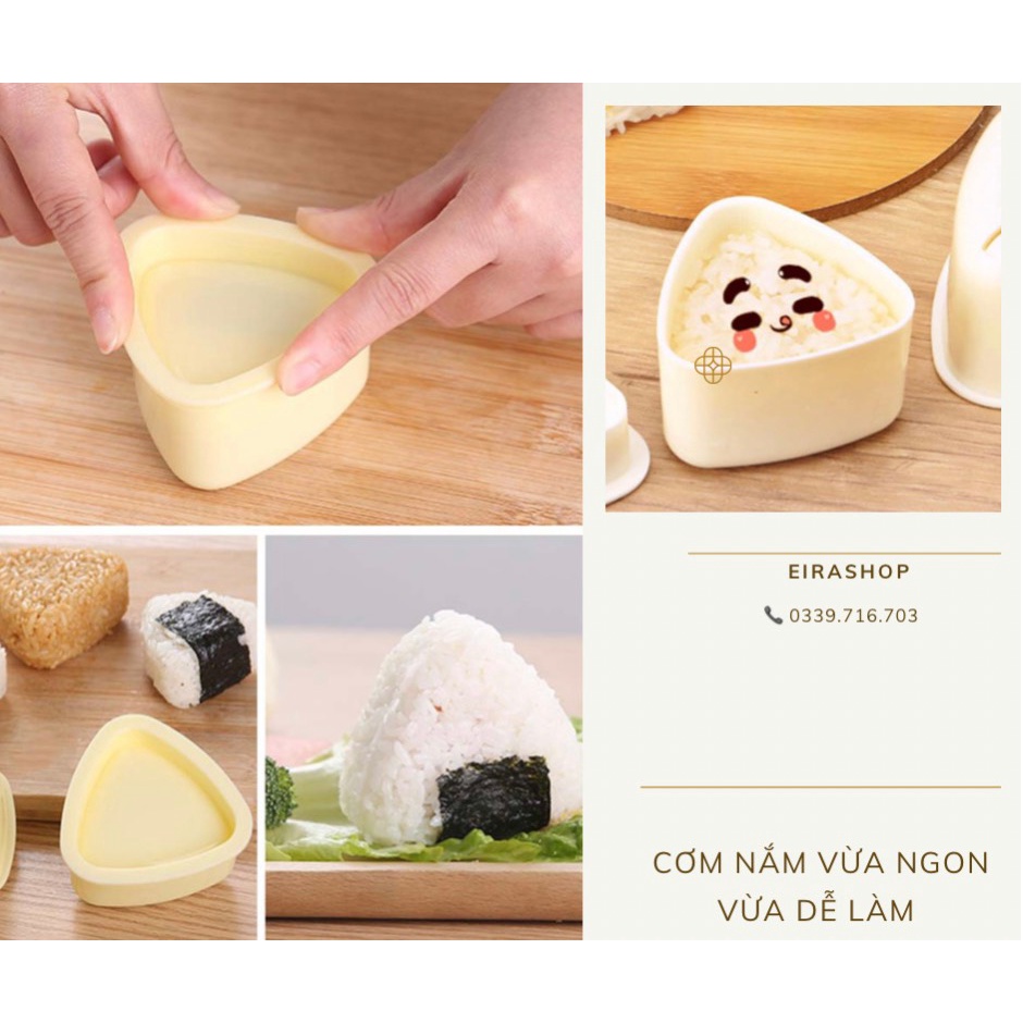 Combo 4 Khuôn làm cơm nắm sushi hình tam giác chống dính size to nhựa PP cao cấp