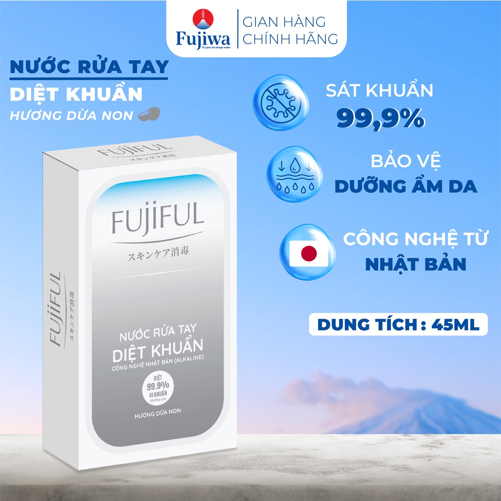 Nước rửa tay diệt khuẩn dưỡng da Fujiful hương Dừa Non FUJIWA- chai 45ml