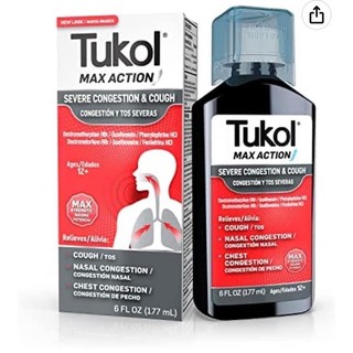 TUKOL Max Action Severe Cough Suppressant and Nasal Decongestant Multi-Symptom Cold Relief Syrup - Maximum Strength