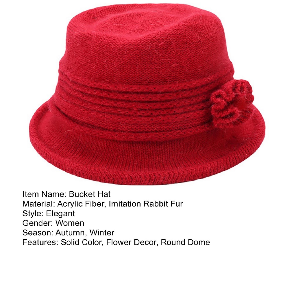 Cửa Hàng Tốt Nhất| Mũ Bucket Dày Dặn Ấm Áp Hình Hoa Trang Trí Cho Nữ