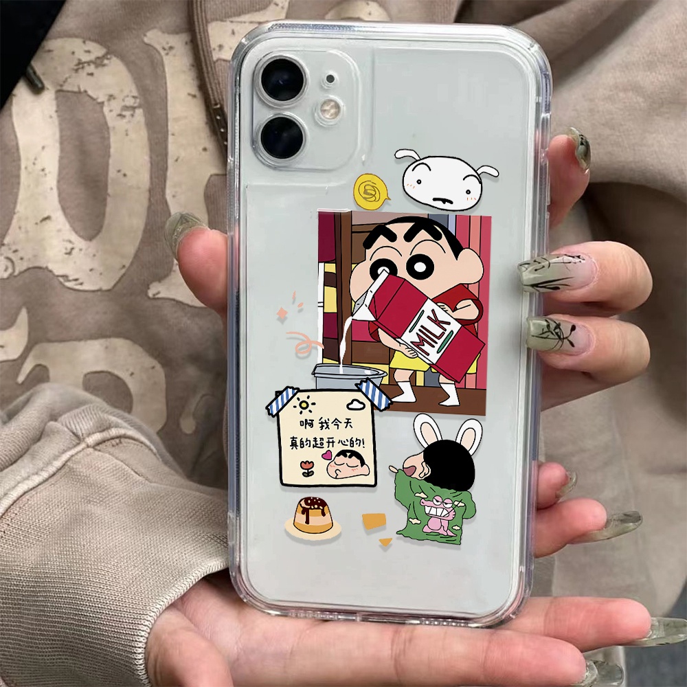 Ốp Điện Thoại Trong Suốt In Hình Cậu Bé Bút Chì Shin chan Cho iphone 14 pro Max 11 13 12 7Plus X XS Max