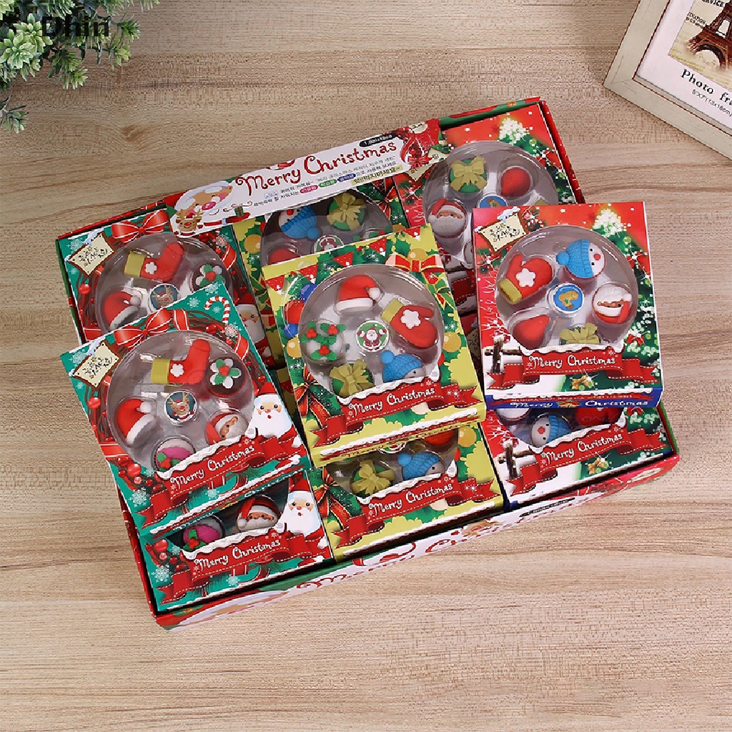 1 Bộ Gôm Tẩy Mini Hình Người Tuyết Dễ Thương Dùng Làm Quà Tặng Giáng Sinh