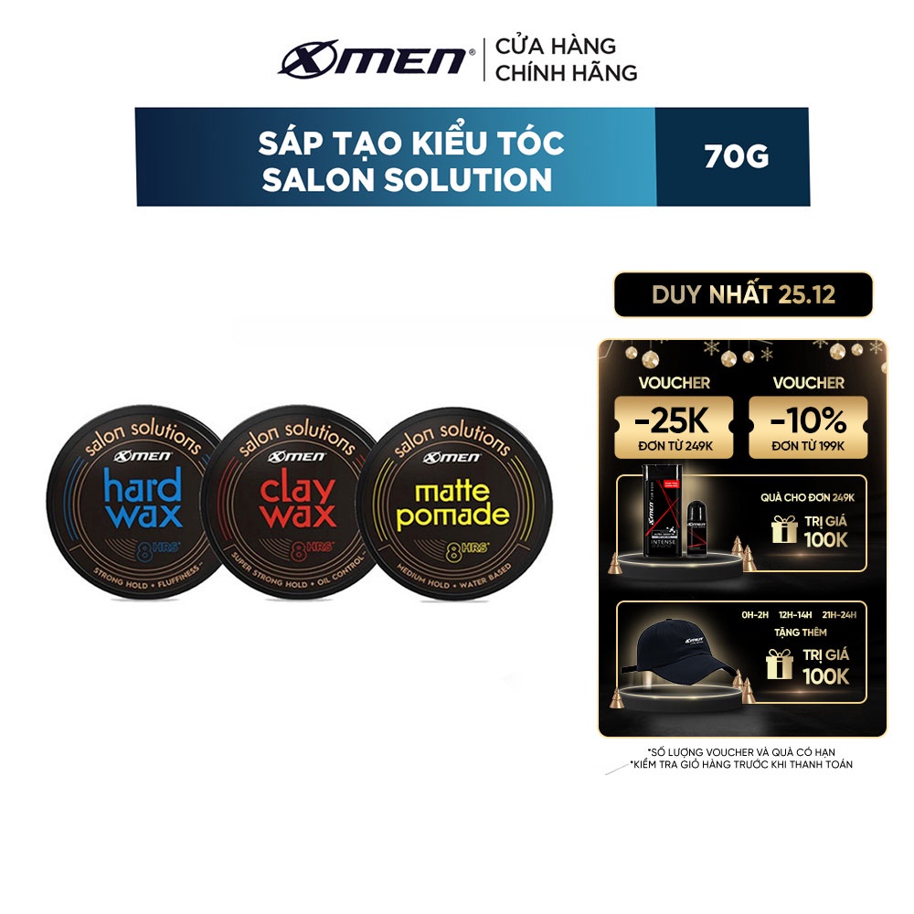 Sáp tạo kiểu tóc Xmen Salon Solution 70g - 8h giữ nếp với 3 lựa chọn