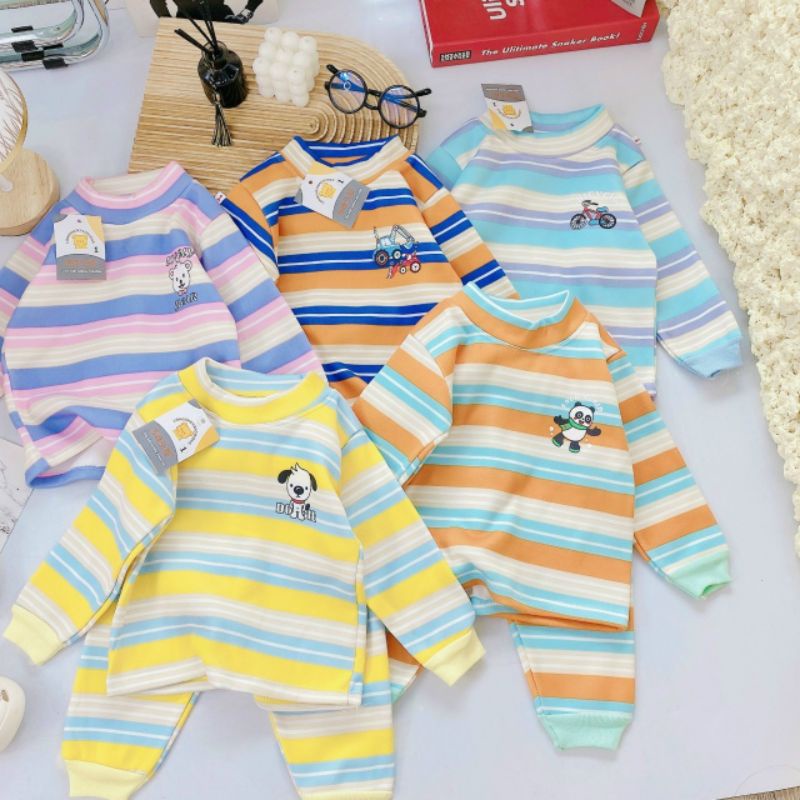 Bộ nỉ lót lông kẻ ngang cho bé từ 4-14kg