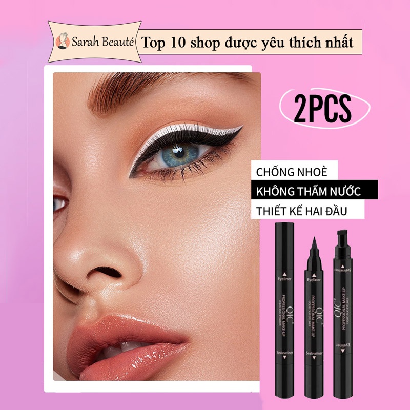 Bút kẻ mắt 2 Đầu Không Trôi, Không Lem Trang Điểm Chuyên Nghiệp , Bút kẻ mắt siêu mảnh - Sarah Beaute