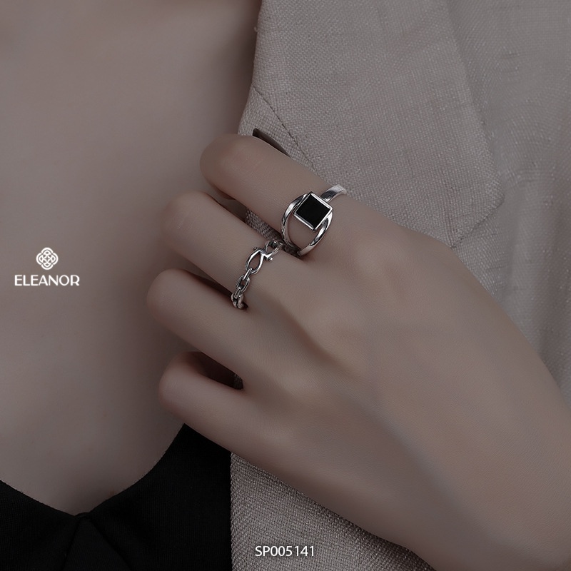 Nhẫn nữ bạc 925 Eleanor Accessories thiết kế mặt vuông phụ kiện trang sức 5141