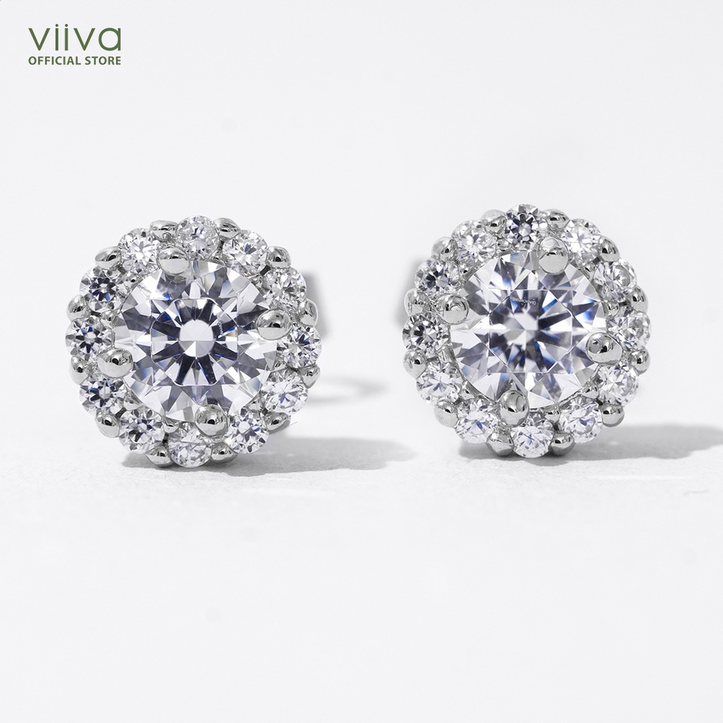 Khuyên Tai Bạc Big Round Sun Halo Stud Earrings E1531248