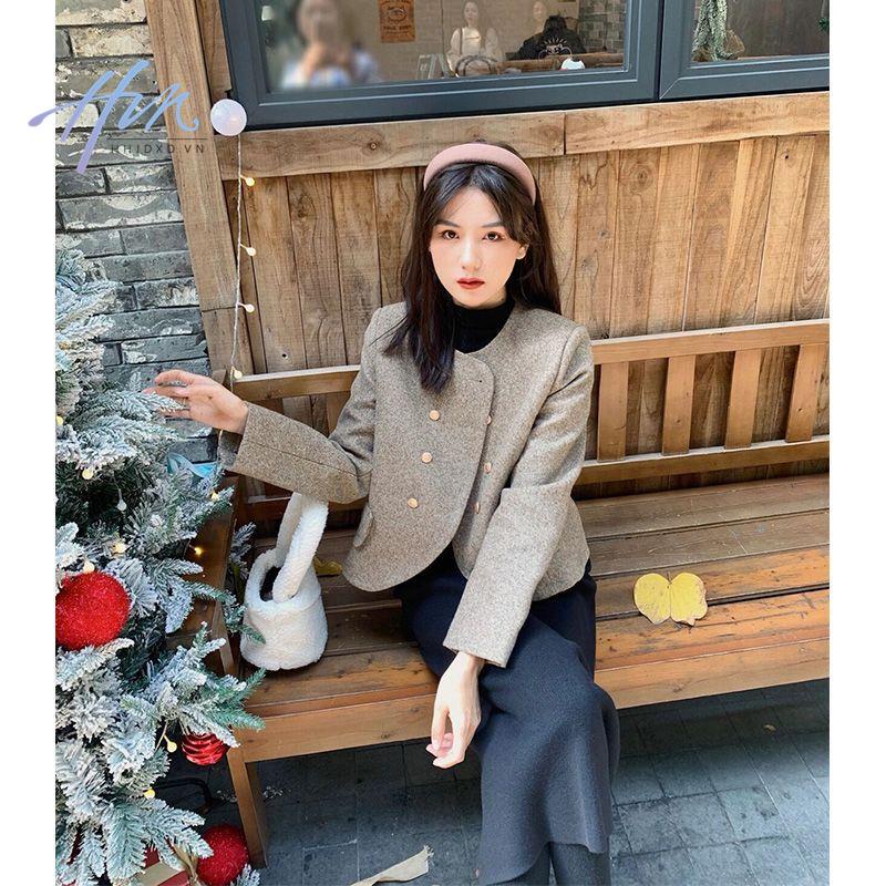 Áo Khoác Dáng Ngắn Phong Cách Retro Thời Trang Mùa Thu 2022 Mới Cho Nữ