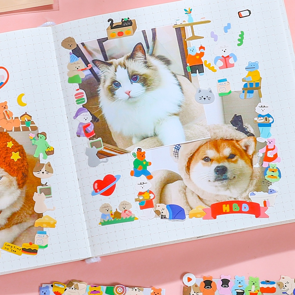 Miếng Dán Hình Gấu Hoạt Hình Dễ Thương Dùng Trang Trí