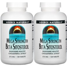 Source Naturals Mega Strength Beta Sitosterol 375mg Tablets, 120 Tablets, 2 Pack