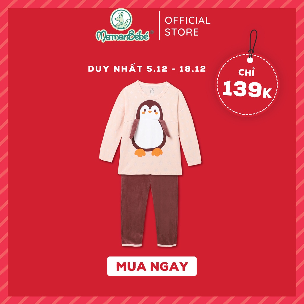 SL193 Bộ đồ dài tay Chim cánh cụt La Pomme - Hồng