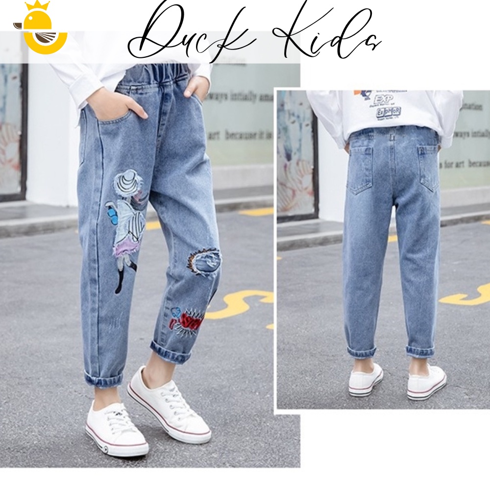 Quần jeans bé gái loại đẹp có co giãn Quần bò bé gái 17-42kg Shop DuckKids34