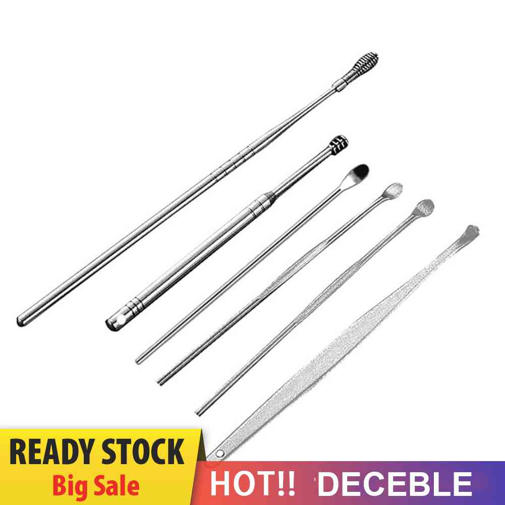 Set 6 Dụng Cụ Lấy Ráy Tai Bằng Inox Chuyên Dụng