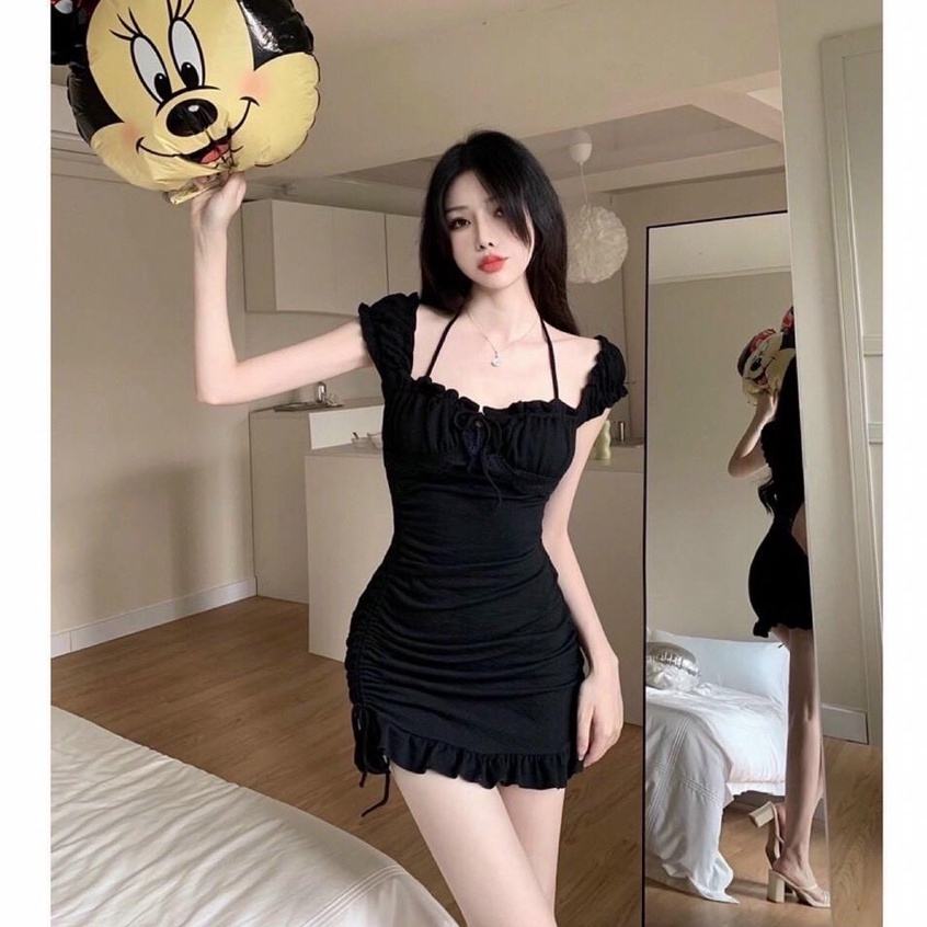Đầm body bèo, đầm body 2 dây, đầm trễ vai, đầm 2 dây, đầm hai dây chất thun gân