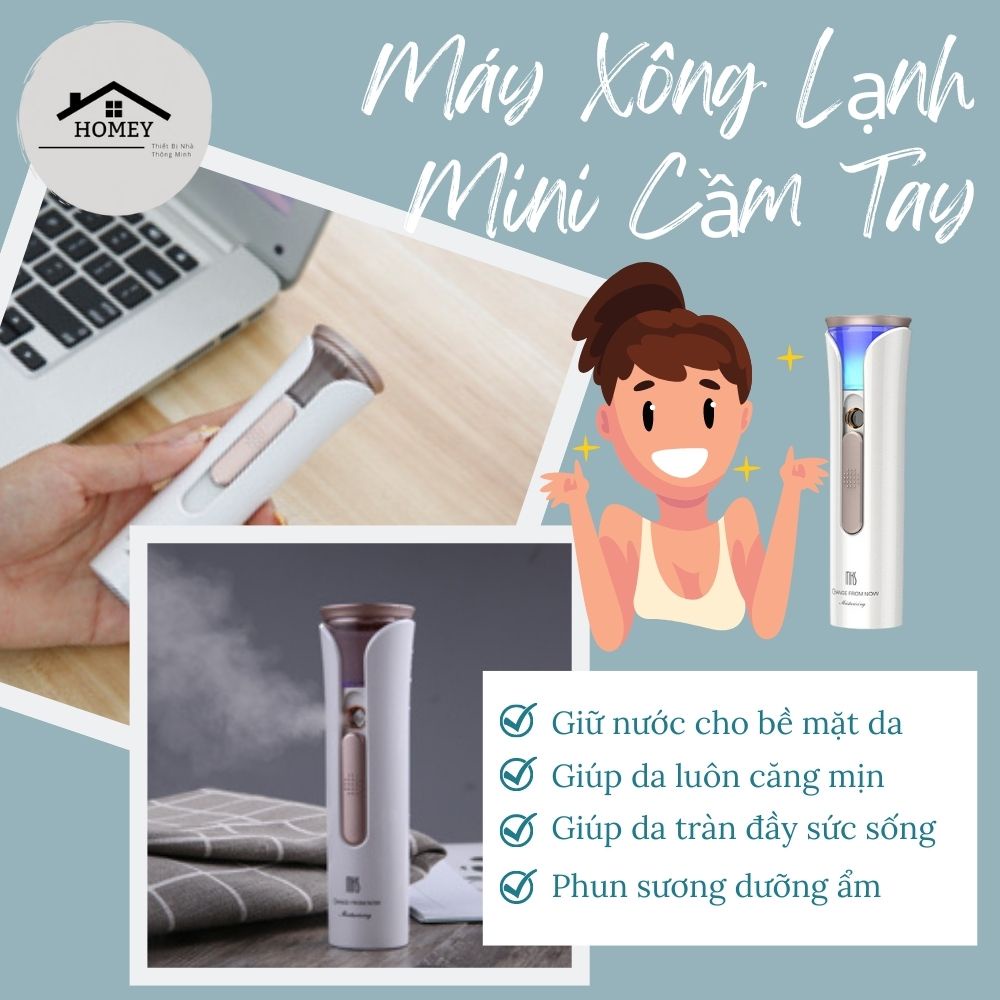 Homey - Máy Phun Sương Xông Hơi Mặt MKS NV8085 - NaNo Mini Cầm Tay Hỗ Trợ Dưỡng Da Cấp Nước Tối Đa
