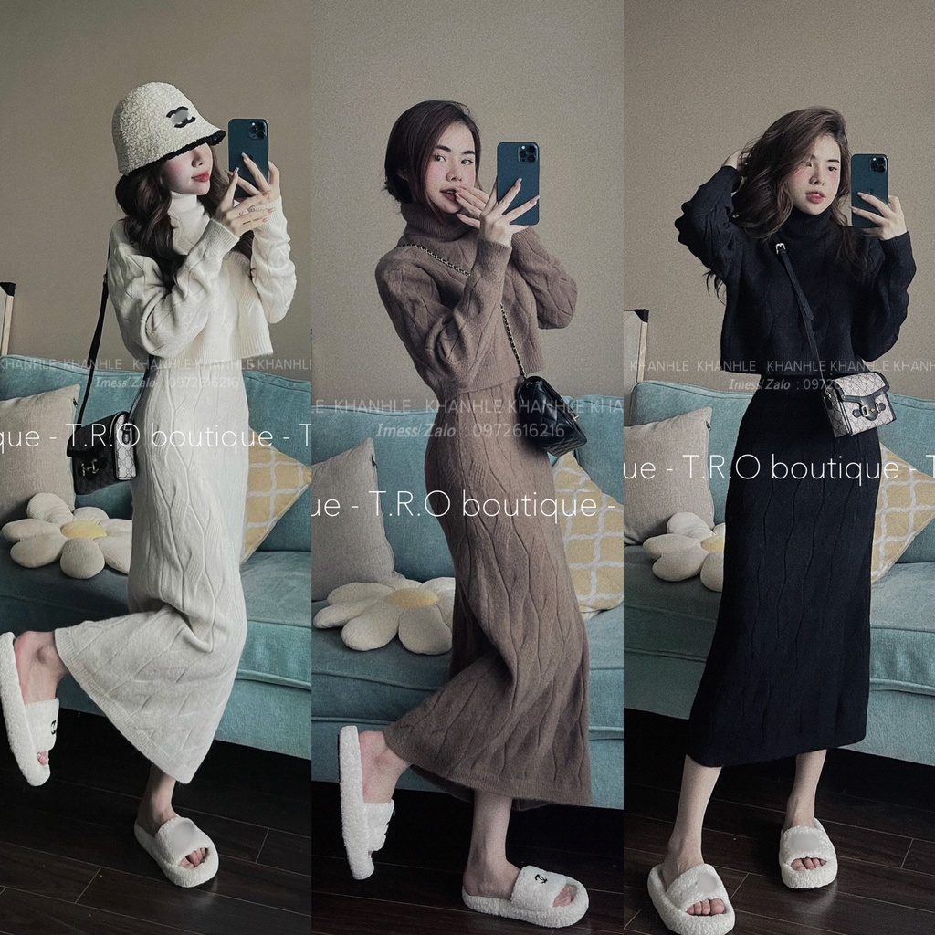 Siêu phẩm set len cổ lọ chất dày bao đẹp Hàng QCCC