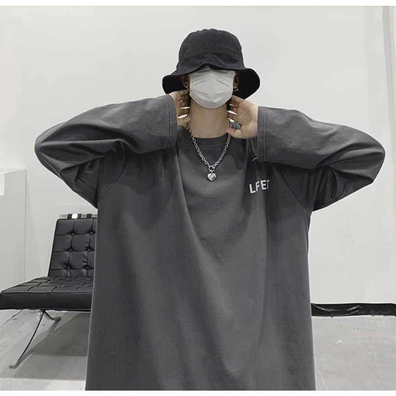 Áo Thun Tay Dài Dáng Rộng In Họa Tiết Hoạt Hình Phong Cách Hàn Quốc Thời Trang Cho Nam Và Nữ