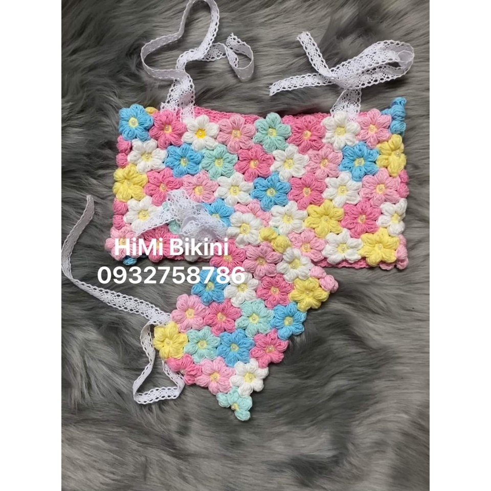 ÁO HOA MÓC LEN NHIỀU MÀU 5 hàng hoa