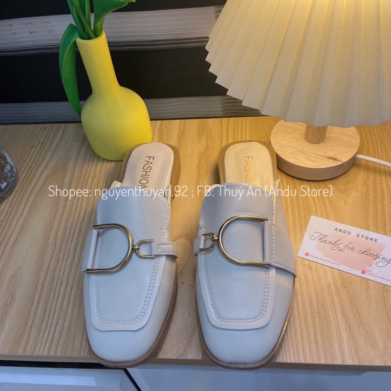 Sục hài búp bê nữ gót 2cm⚡️Andu Store⚡️ Sục da nữ QC