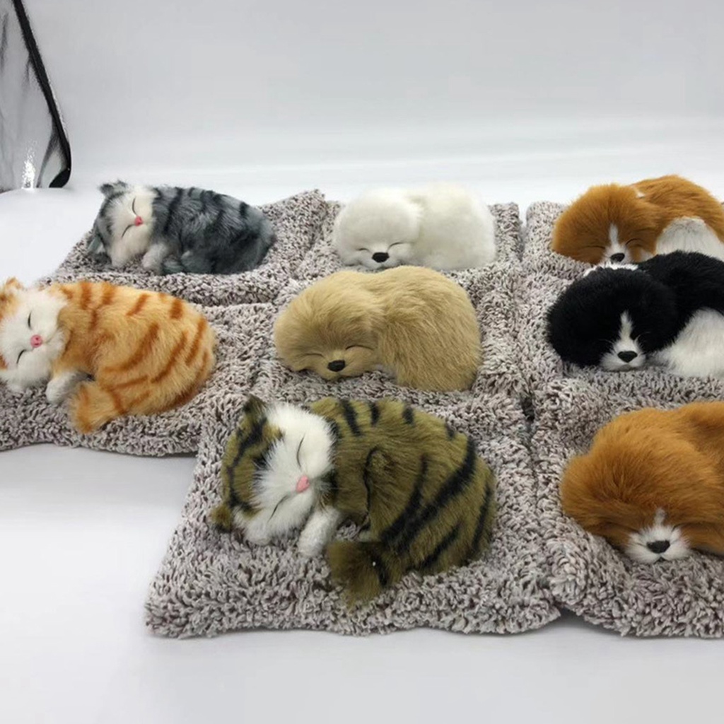 Thú nhồi bông than tre hoạt tính hình mèo con đang ngủ trang trí bảng điều khiển xe hơi Mèo Nhồi Bông Bằng Cotton Phát Ra Âm Thanh Vui Nhộn Cho Bé
