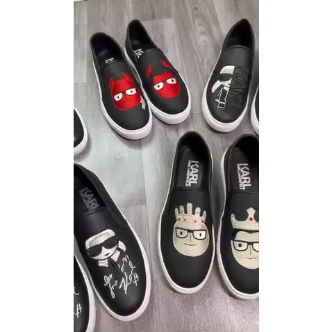Giầy slipon Karl dân chơi logo thêu chữ ký LA - Giày Karll ông già đeo kính full size 38-42