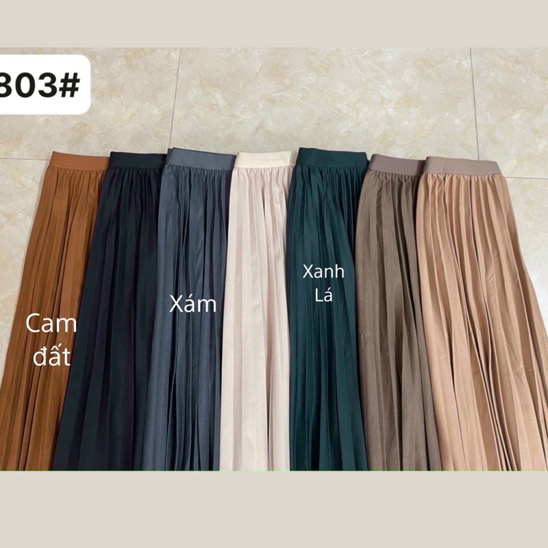 Chân váy xếp ly vải dày dặn dáng dài hàng chuẩn quảng châu mã 803