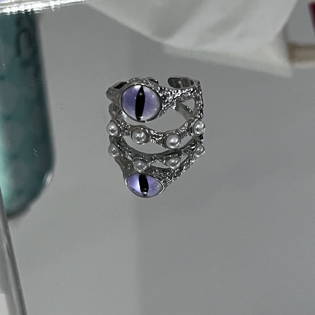 Nhẫn Hình Mắt Mèo Phong Cách Harajuku Hàn Quốc Cổ Điển