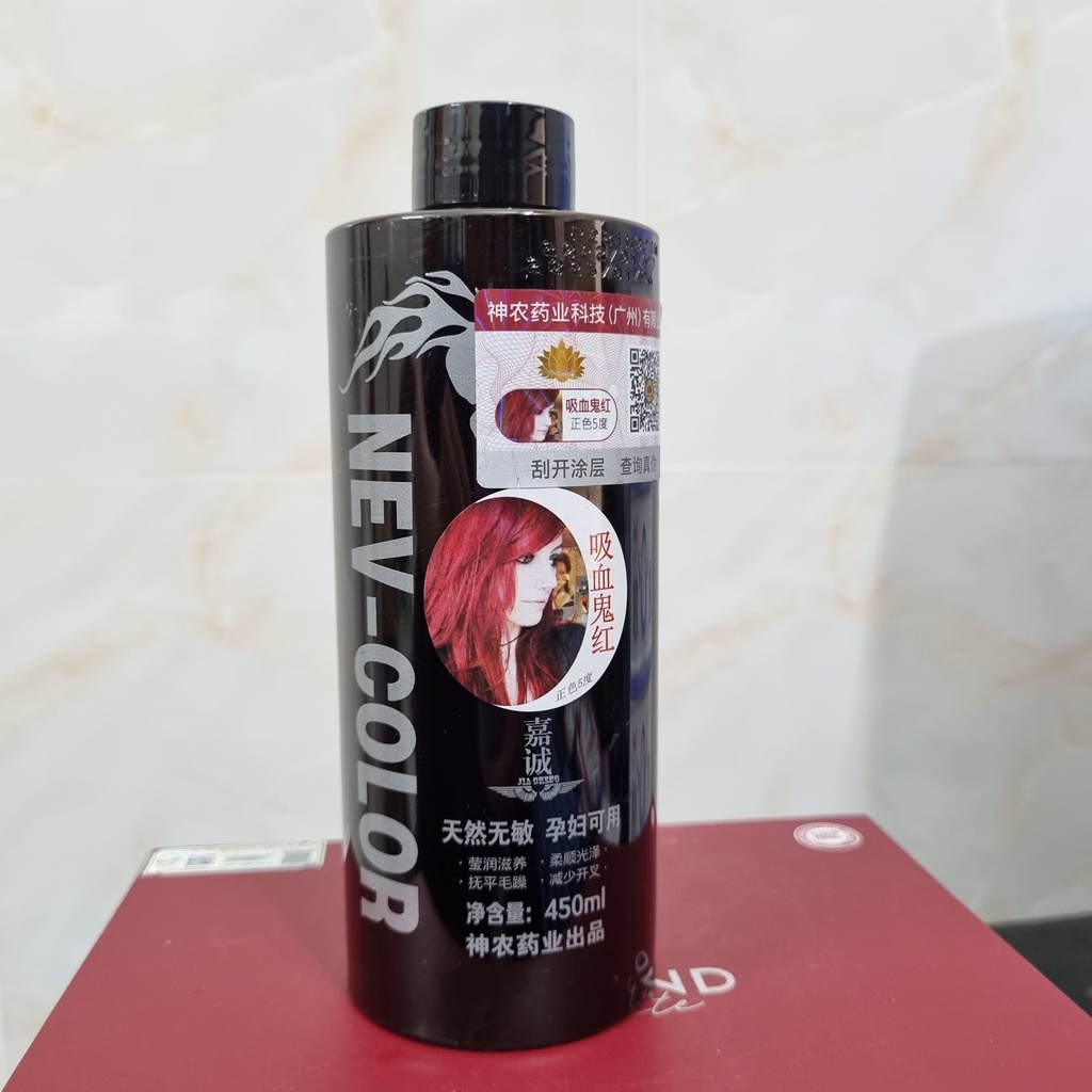 Nhuộm phủ bóng màu Đỏ Nâu , thuốc nhuộm phủ bóng Nev-Color, nhuộm pha sẵn không hư hại tóc , 450ml , 100ml