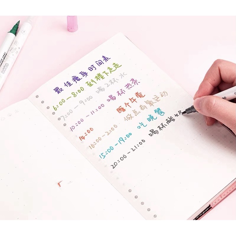 Bộ Bút Dạ Quang Caligraphy Hai Đầu Đi Nét Deli 10 Chiếc