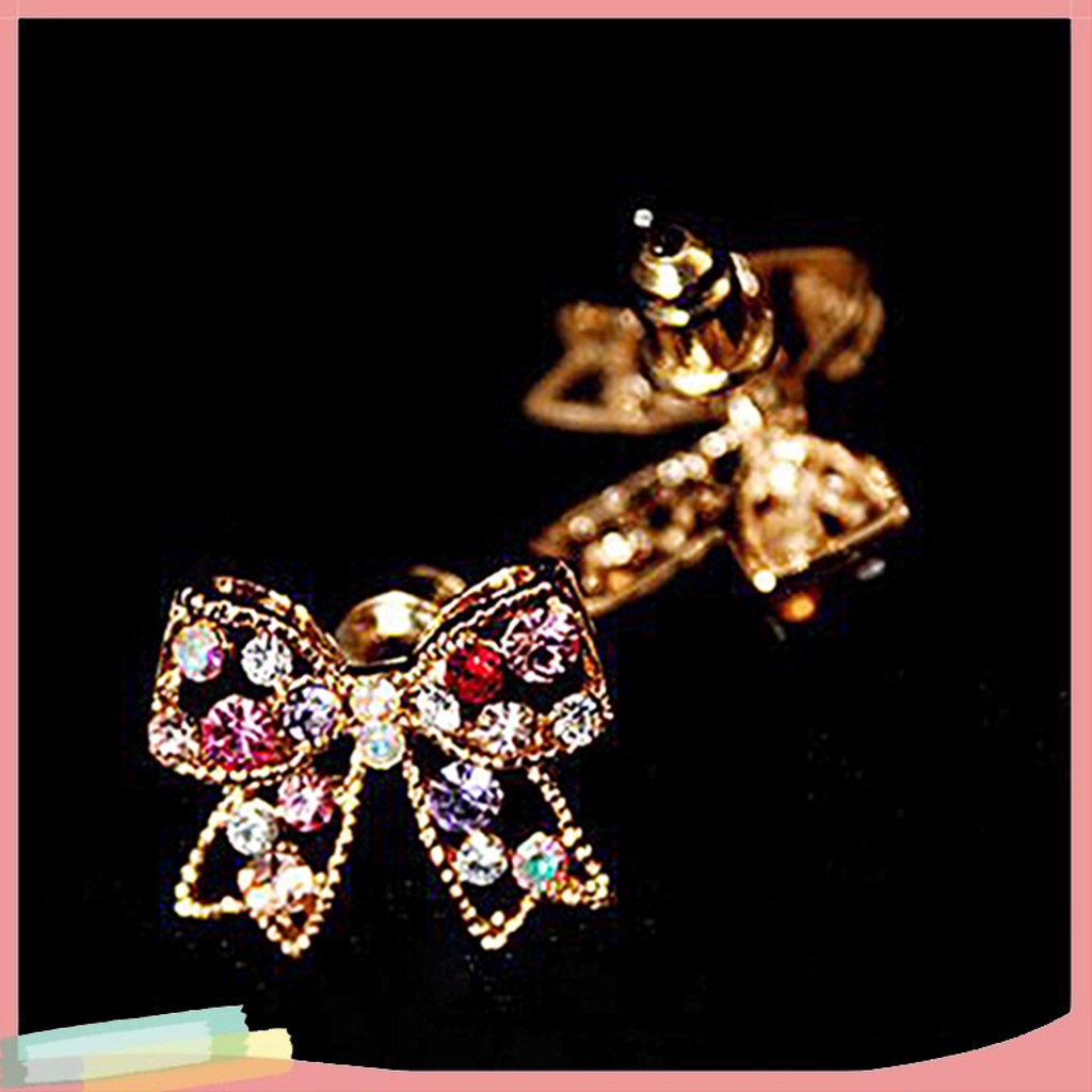 Khuyên tai hình nơ đính đá đa sắc cho nữ