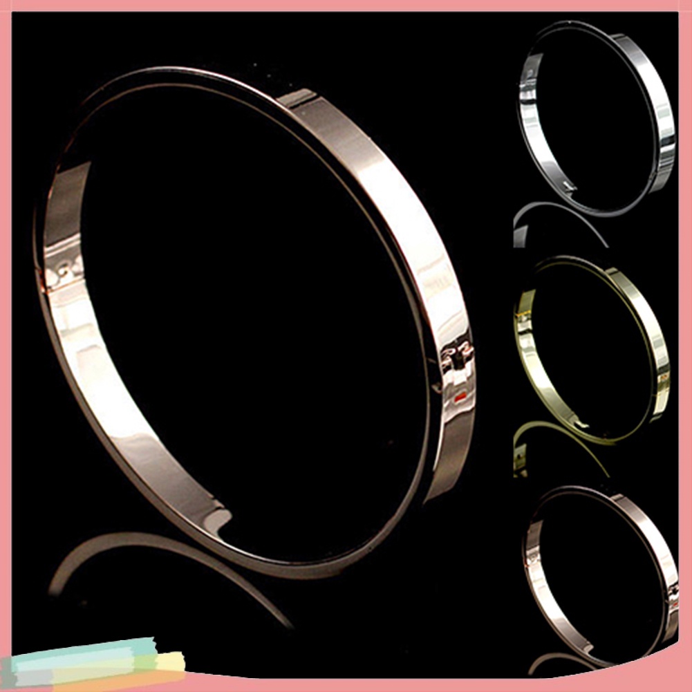 Vòng tay thép titan màu trơn kiểu dáng đơn giản cho nam và nữ