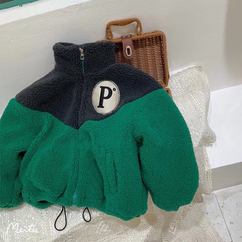 Áo Khoác Thu Đông Lót Lông Cừu Dày Dặn Phong Cách Hàn Quốc Mới 2021 Cho Bé Trai Và Bé Gái