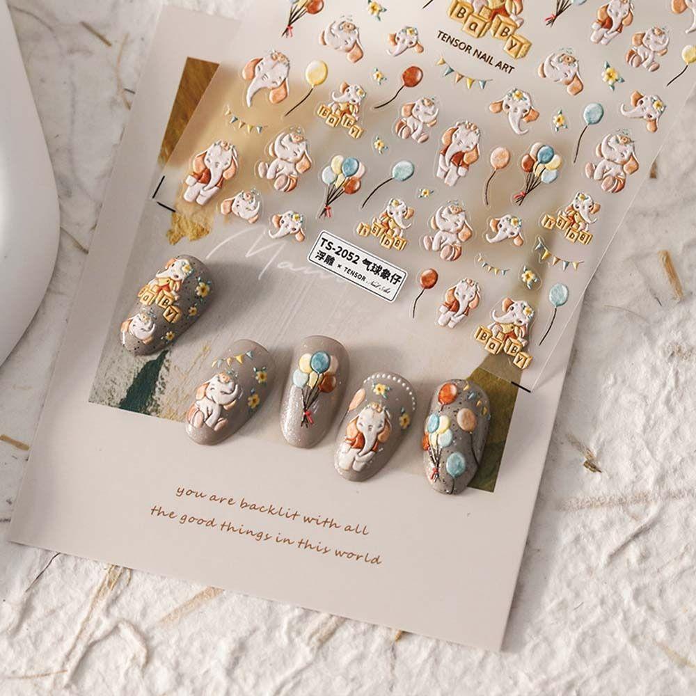 Miếng Dán Trang Trí Móng Tay In Hoạt Hình Gấu Alice / Vịt Duffy Dễ Thương