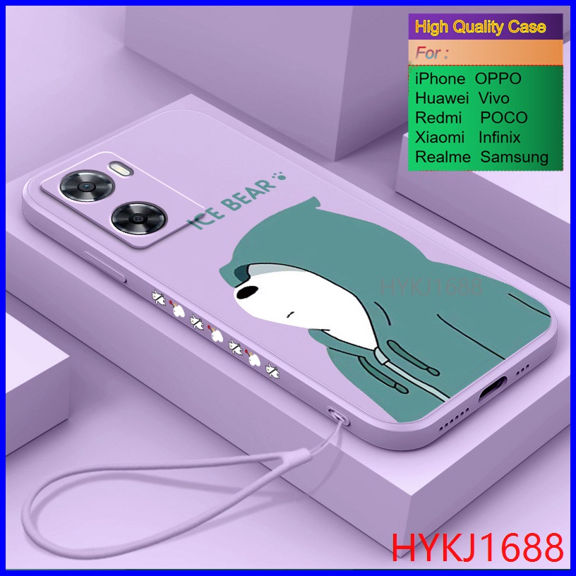 Ốp lưng OPPO A57 ốp lưng OPPO A77S Ốp Điện Thoại tpu Silicon Hình Gấu Và Mũ Cho OPPO A57 A77S 2022 HBX