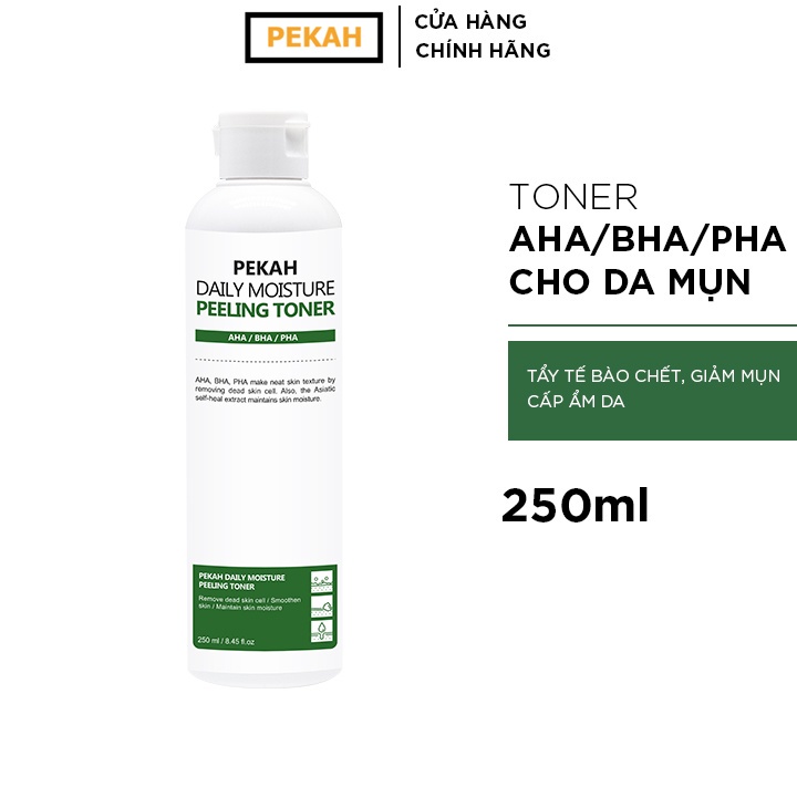 Nước Hoa Hồng PEKAH Hàn Quốc cải thiện da mụn thu nhỏ lỗ chân lông PEKAH Daily Moisture Peeling Toner 250ml